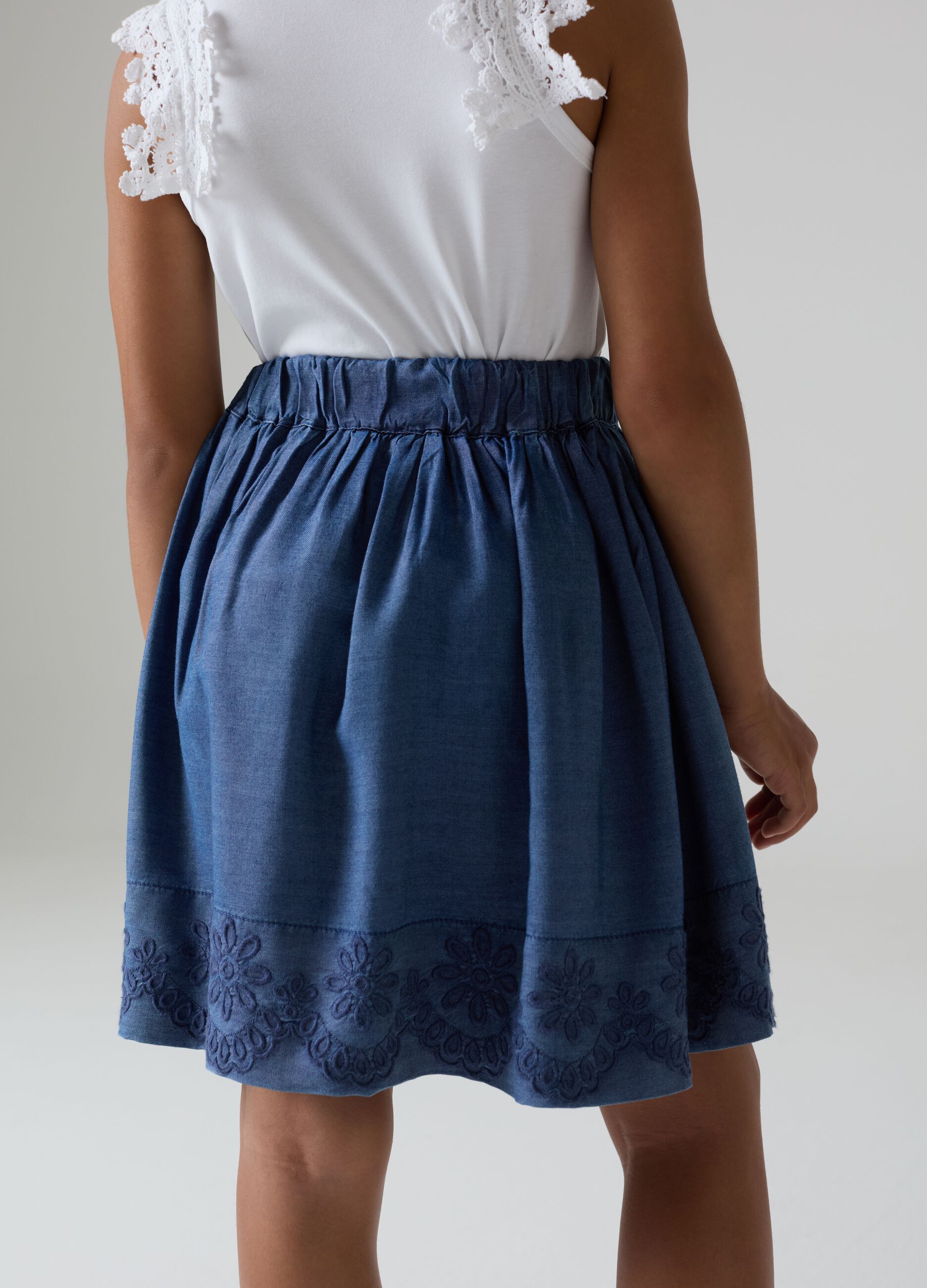 Skirt in TENCEL™ Lyocell with embroidery