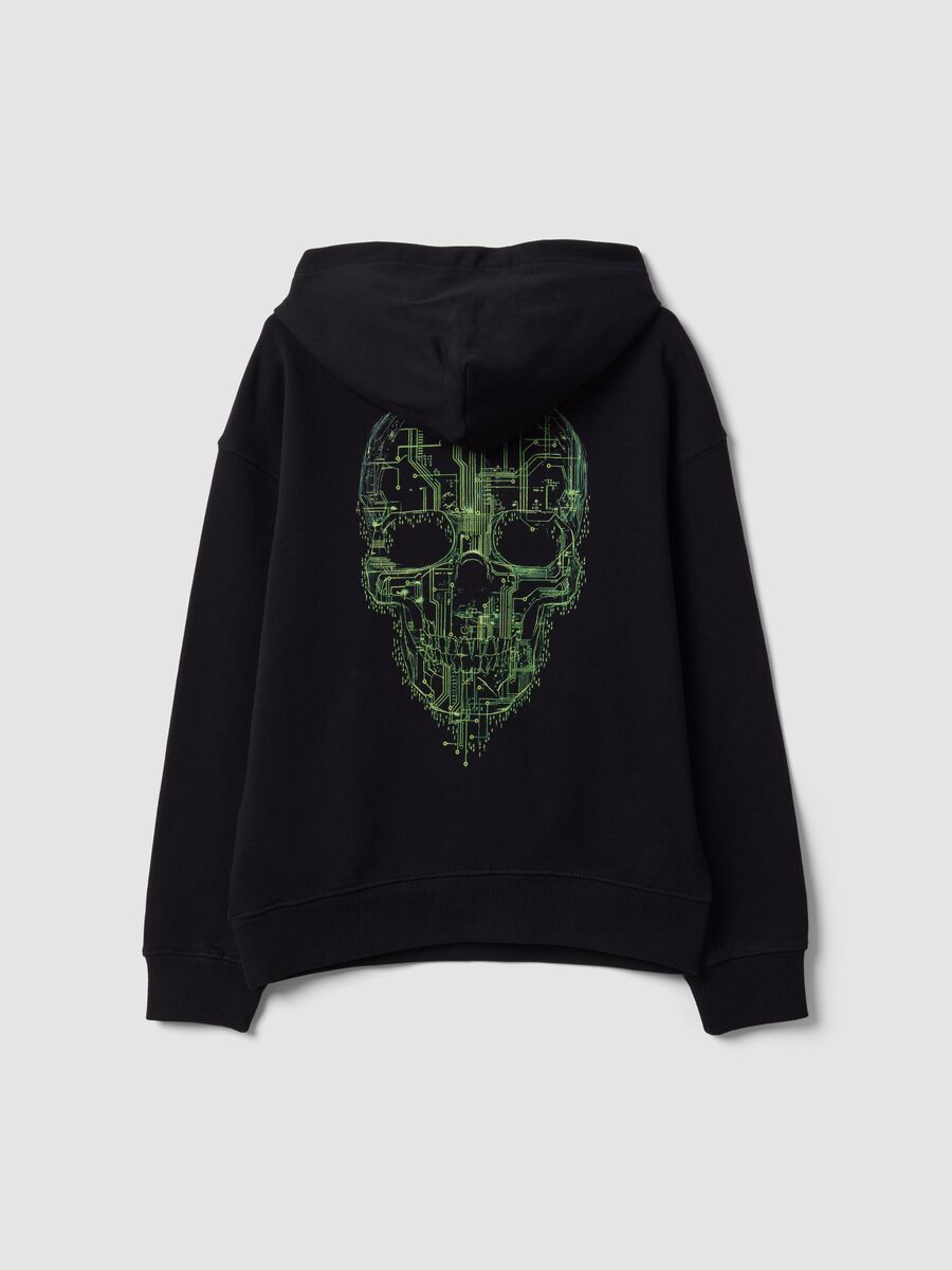 Black oversized pure cotton gaming hoodie for boys_5