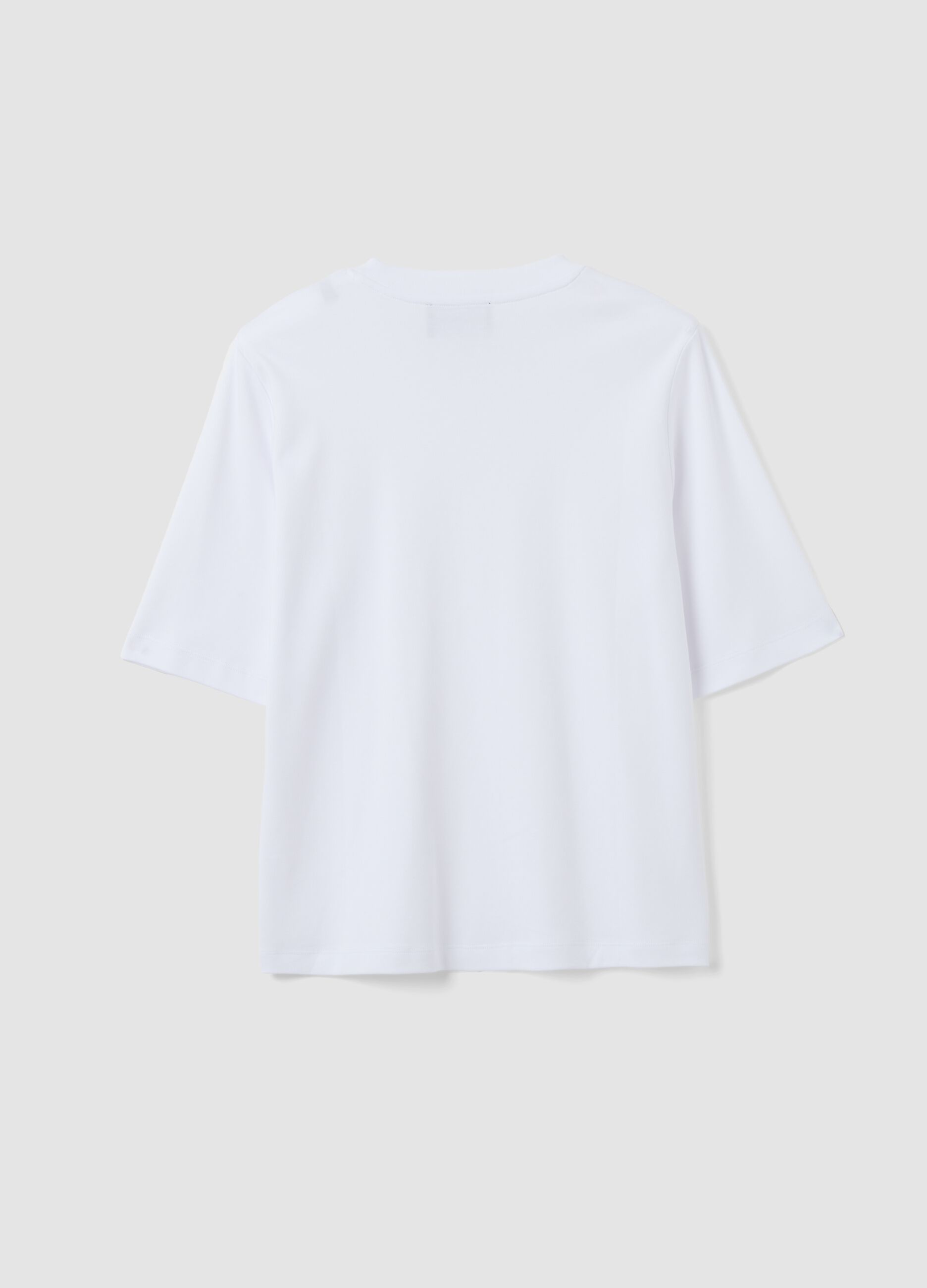 White boxy-fit T-shirt in cotton and viscose blend