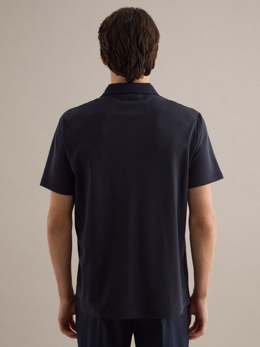 Blue regular fit pure cotton polo_3