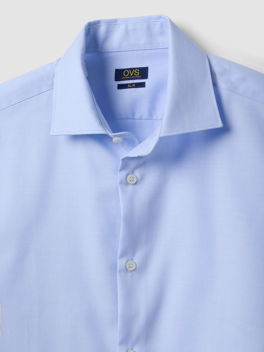 Light blue pure cotton shirt with classic collar, slim fit, non-iron_2