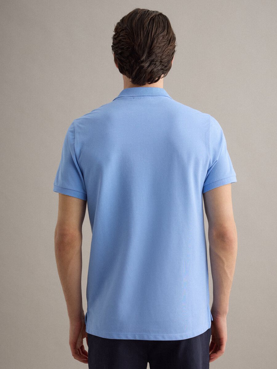 Sky blue pure cotton short sleeve polo, regular fit_3