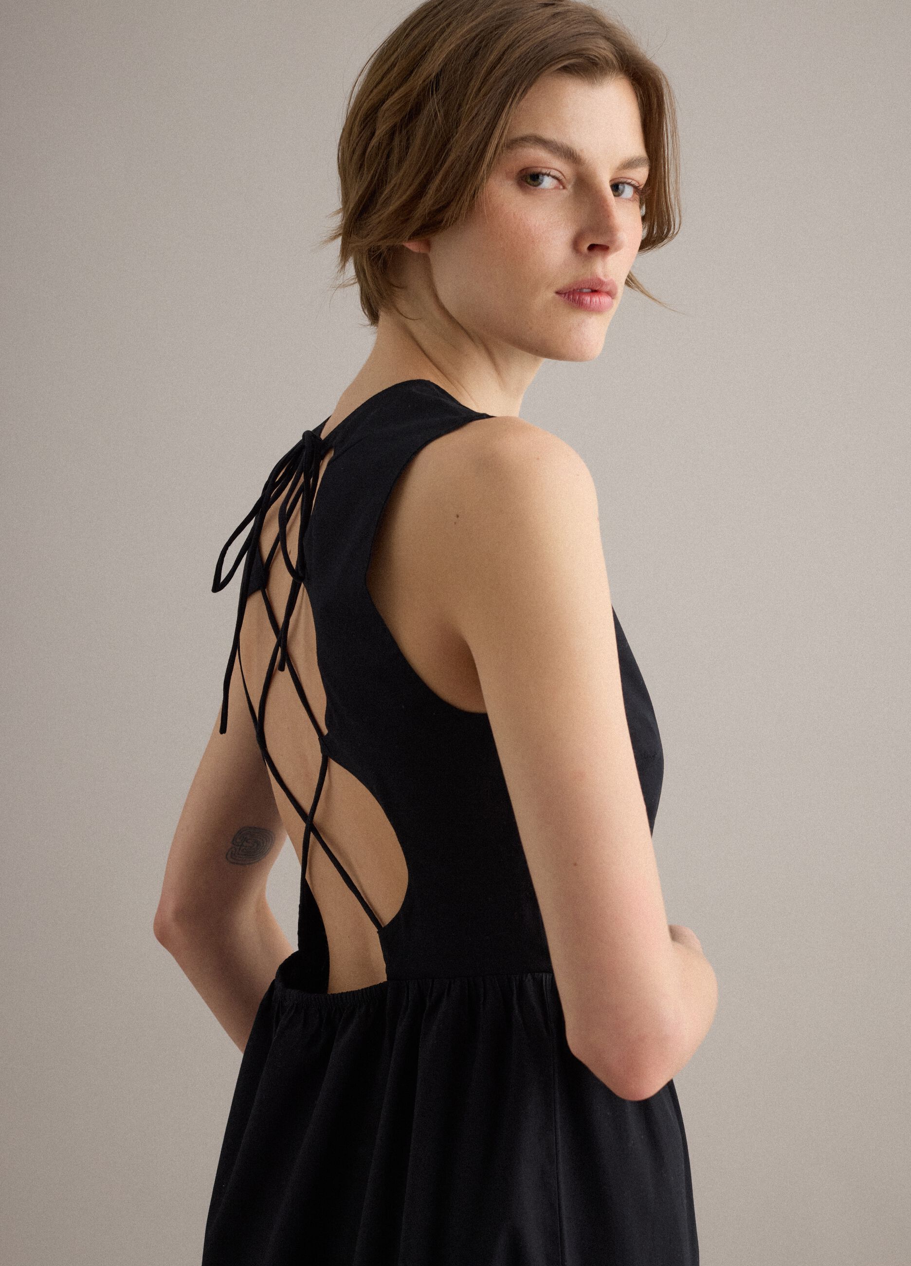 Black pure cotton maxi dress