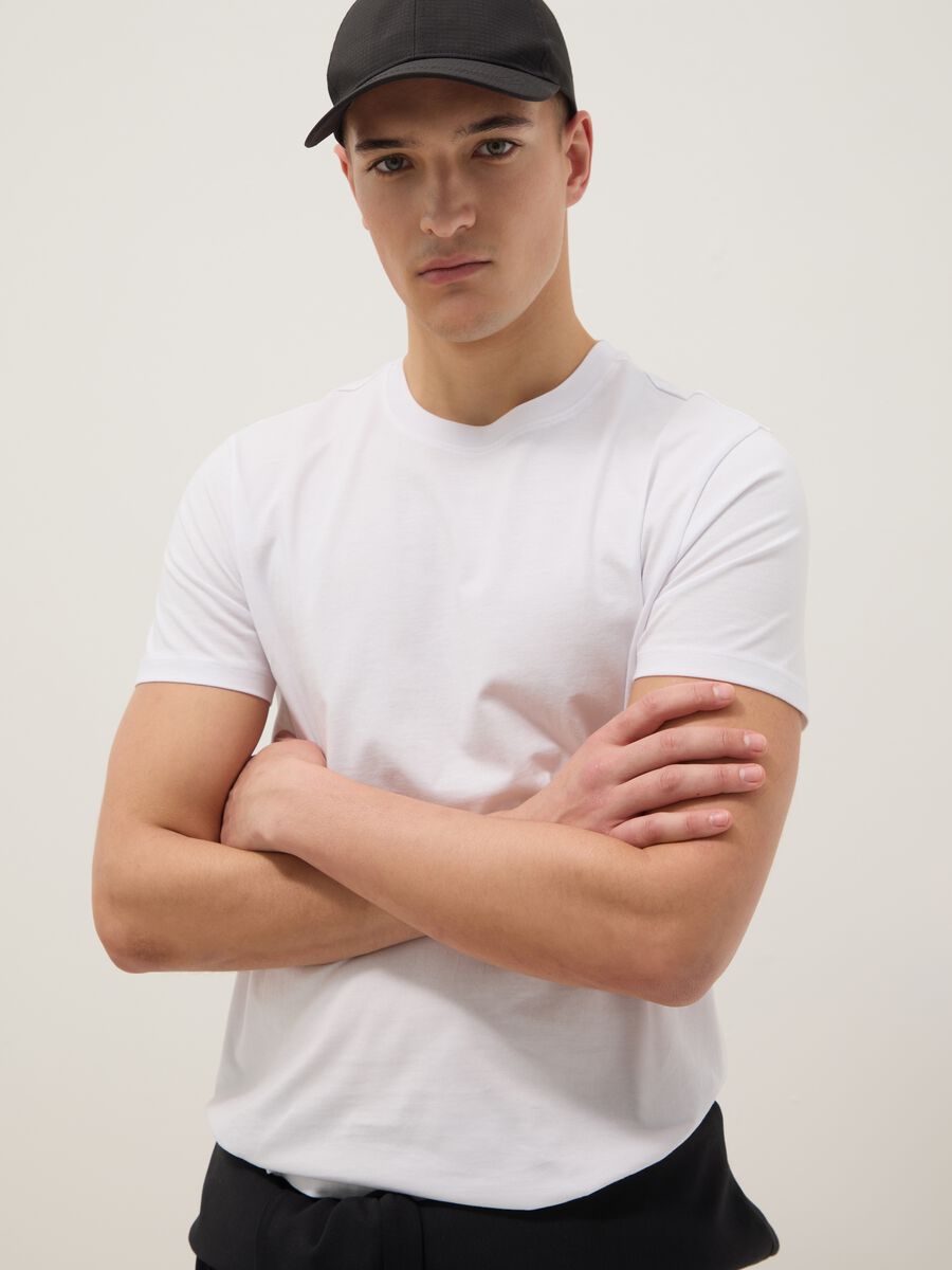 White pure cotton short-sleeve T-shirt_0