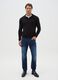 Black long-sleeve polo in cotton and silk blend regular fit_1