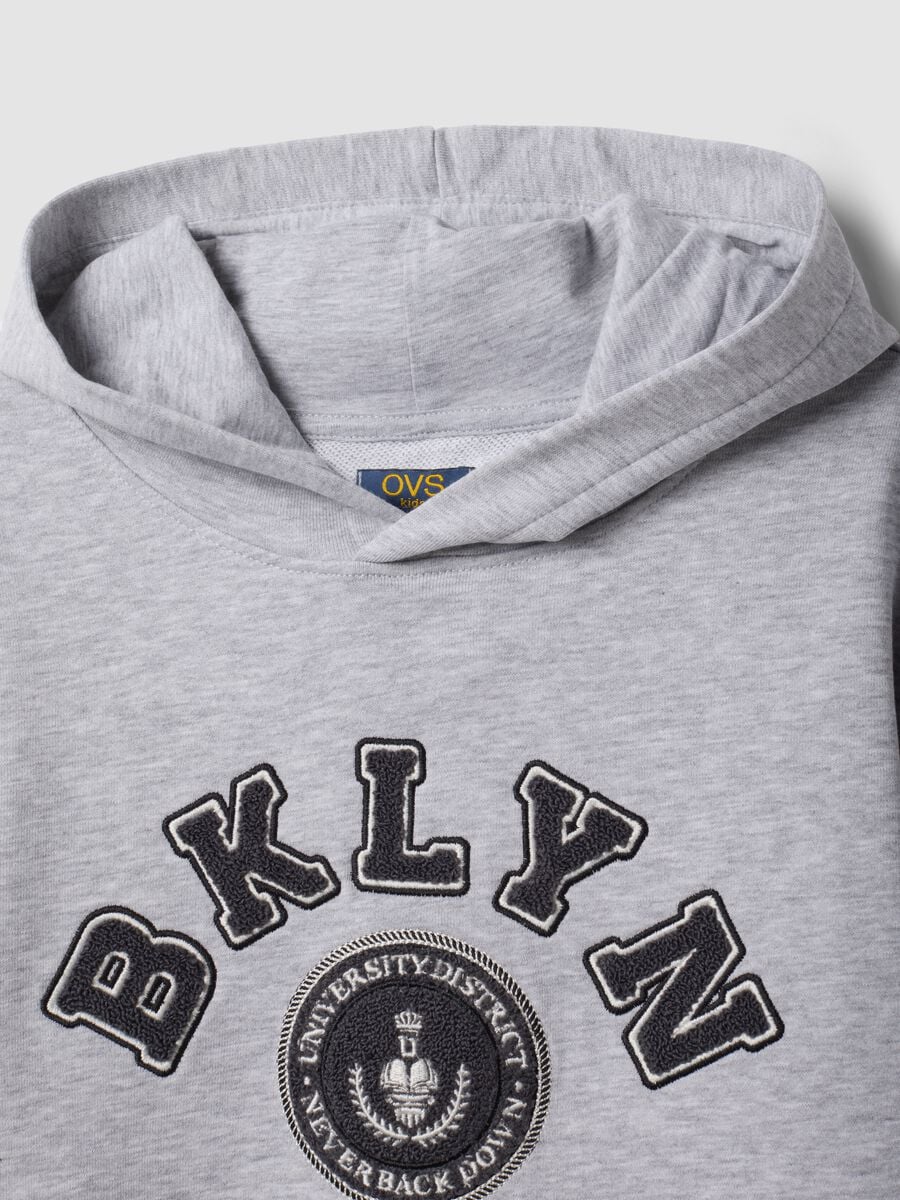 Grey cotton-viscose blend hoodie, relaxed fit, for boys_2