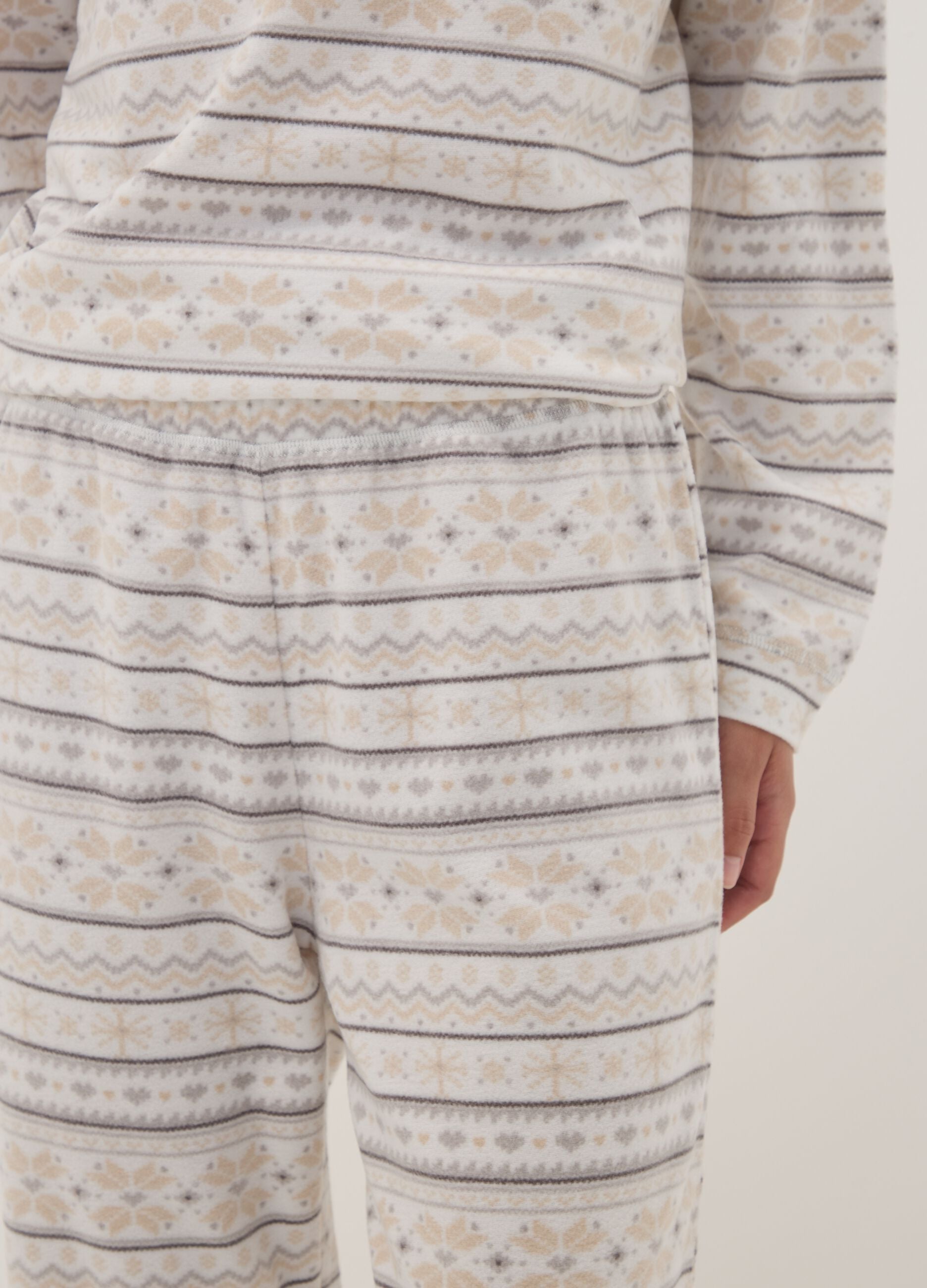 White Nordic-print pyjama trousers