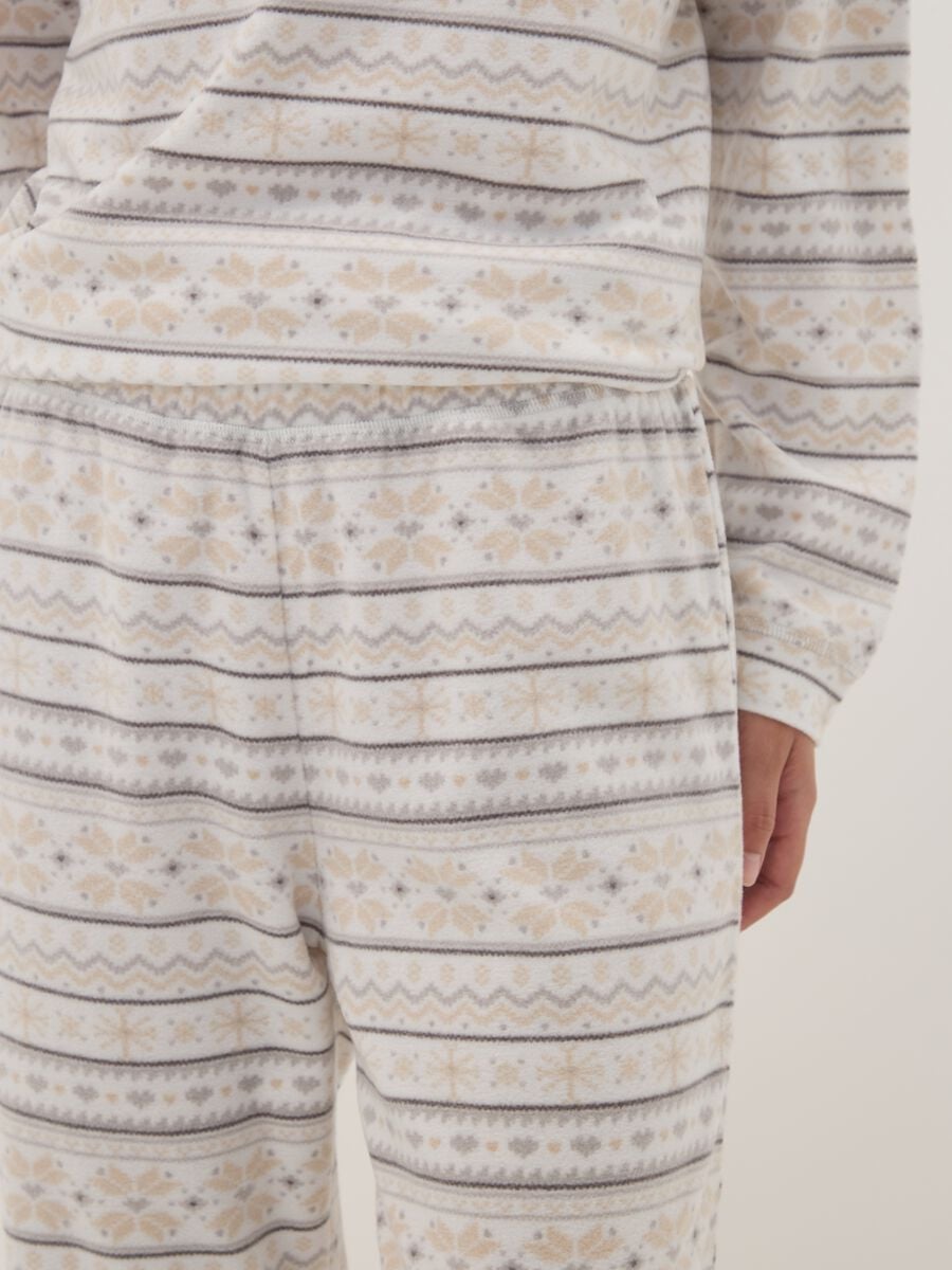 White Nordic-print pyjama trousers_2