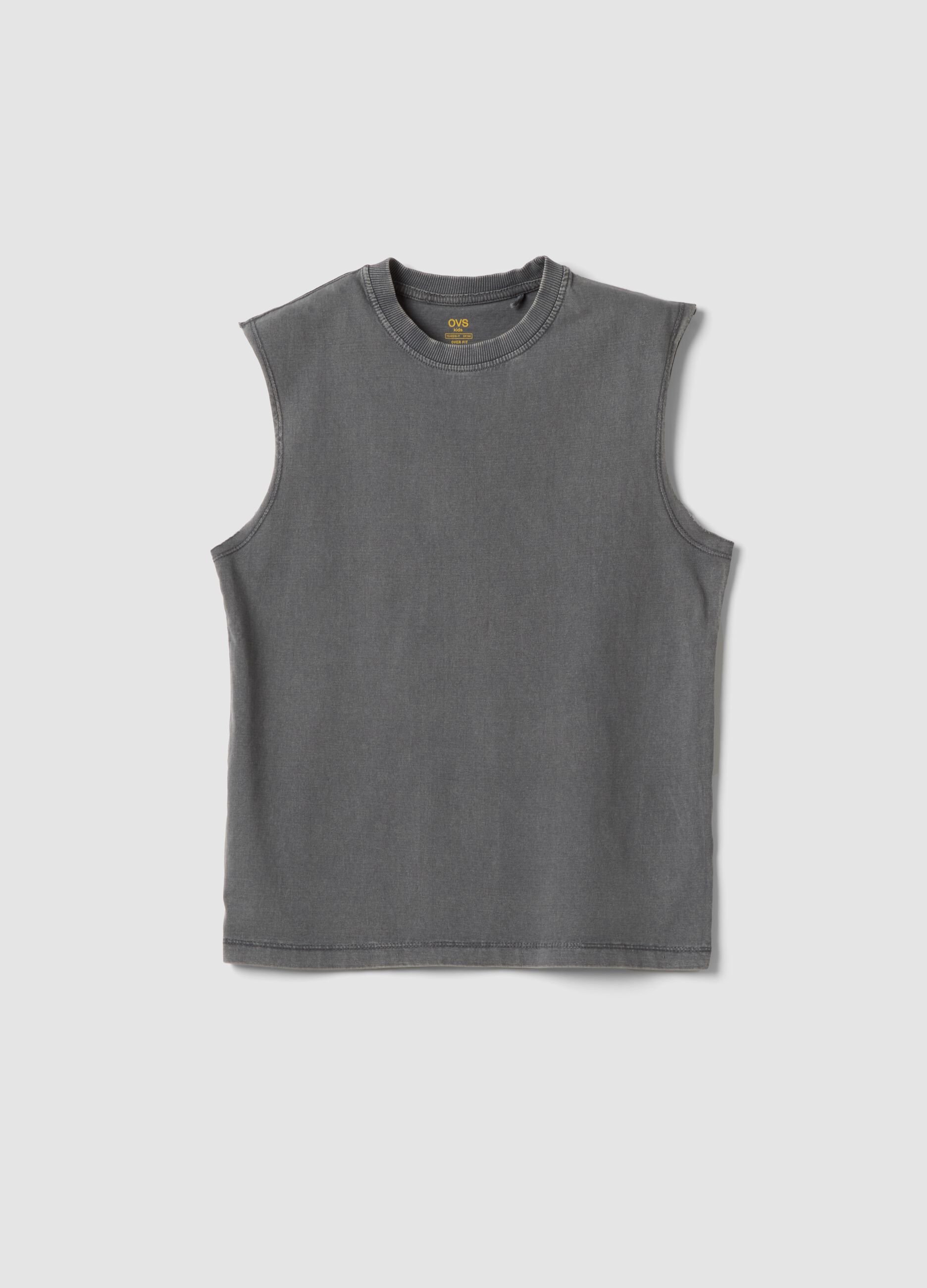 Grey pure cotton vest top