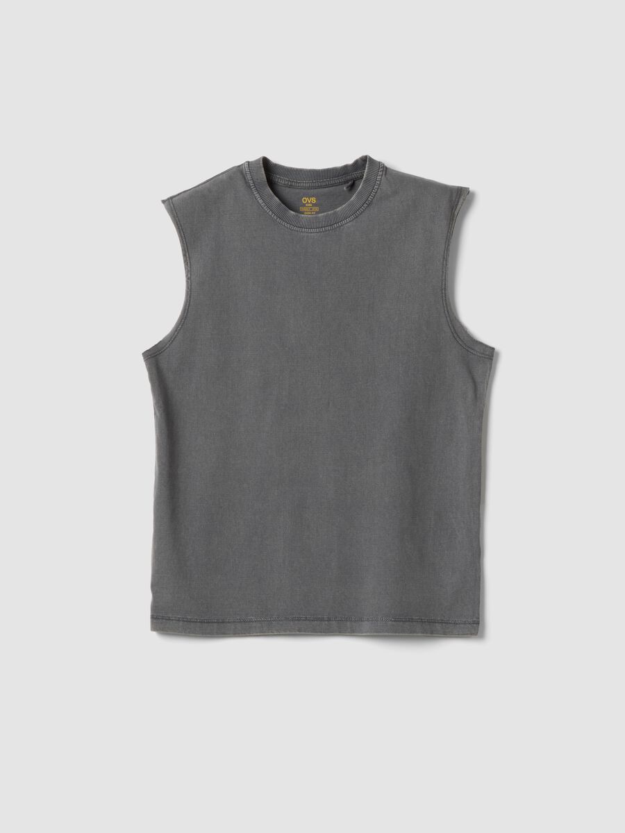 Grey pure cotton vest top_0