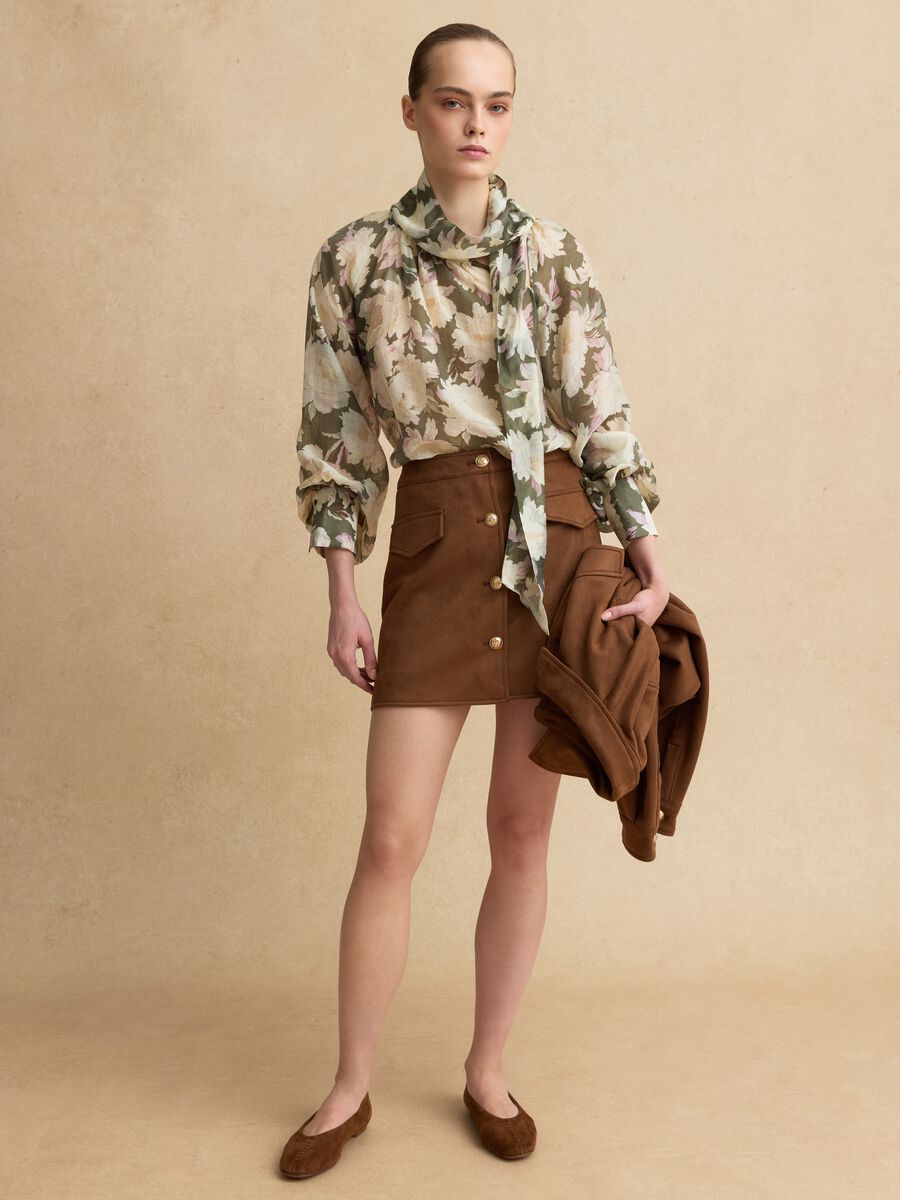 Multicolor Lyocell-Mischung Regular Fit Hemd mit Blumenmotiven_2