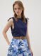 Blue pure cotton tank top with shoulder ties_0
