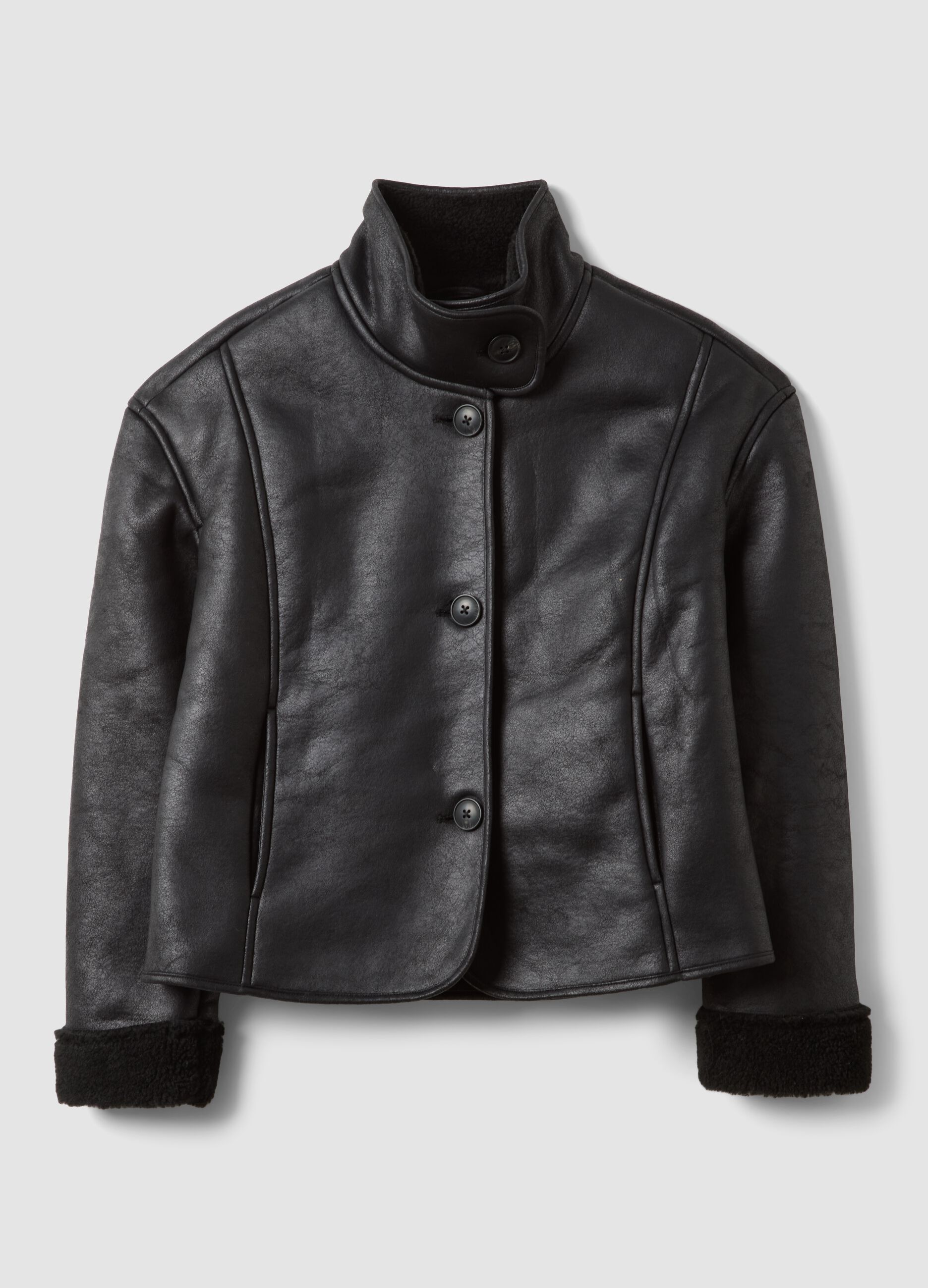 Black regular jacket with wide collar