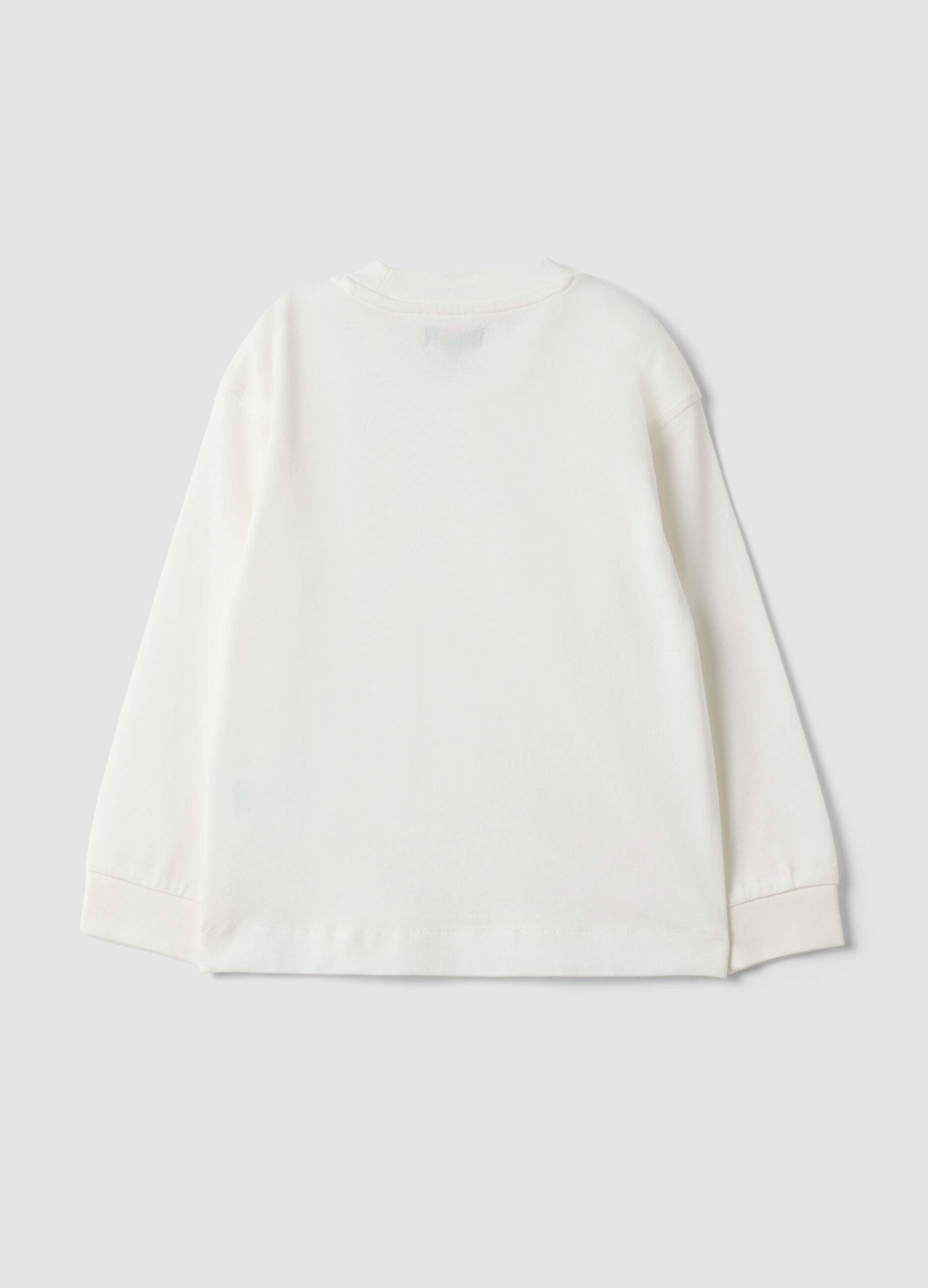 Wei&szlig;es Langarm-T-Shirt aus reiner Baumwolle mit Rundhals f&uuml;r Jungen