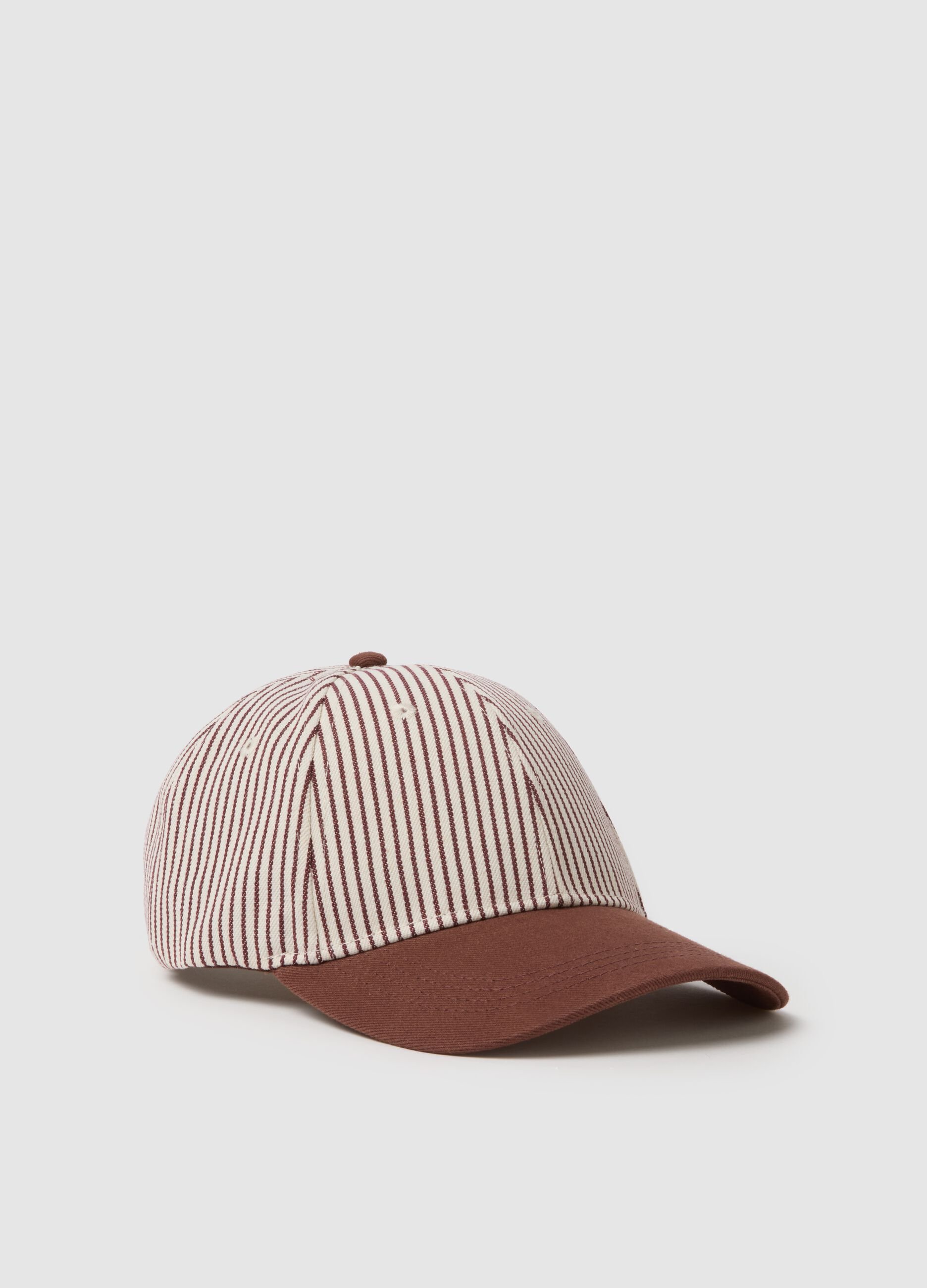 Multicolour striped cotton blend cap with adjustable visor