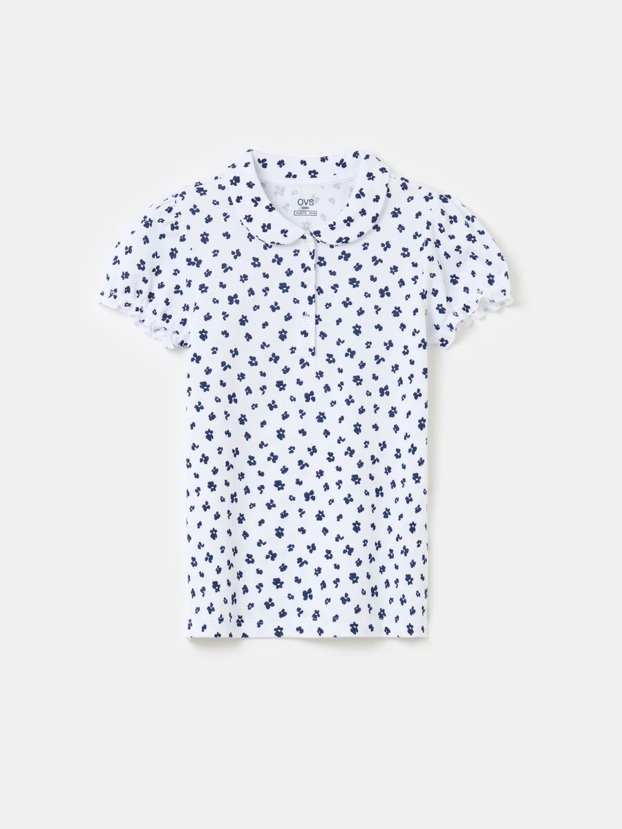 Polo shirt with all-over small flowers print_0