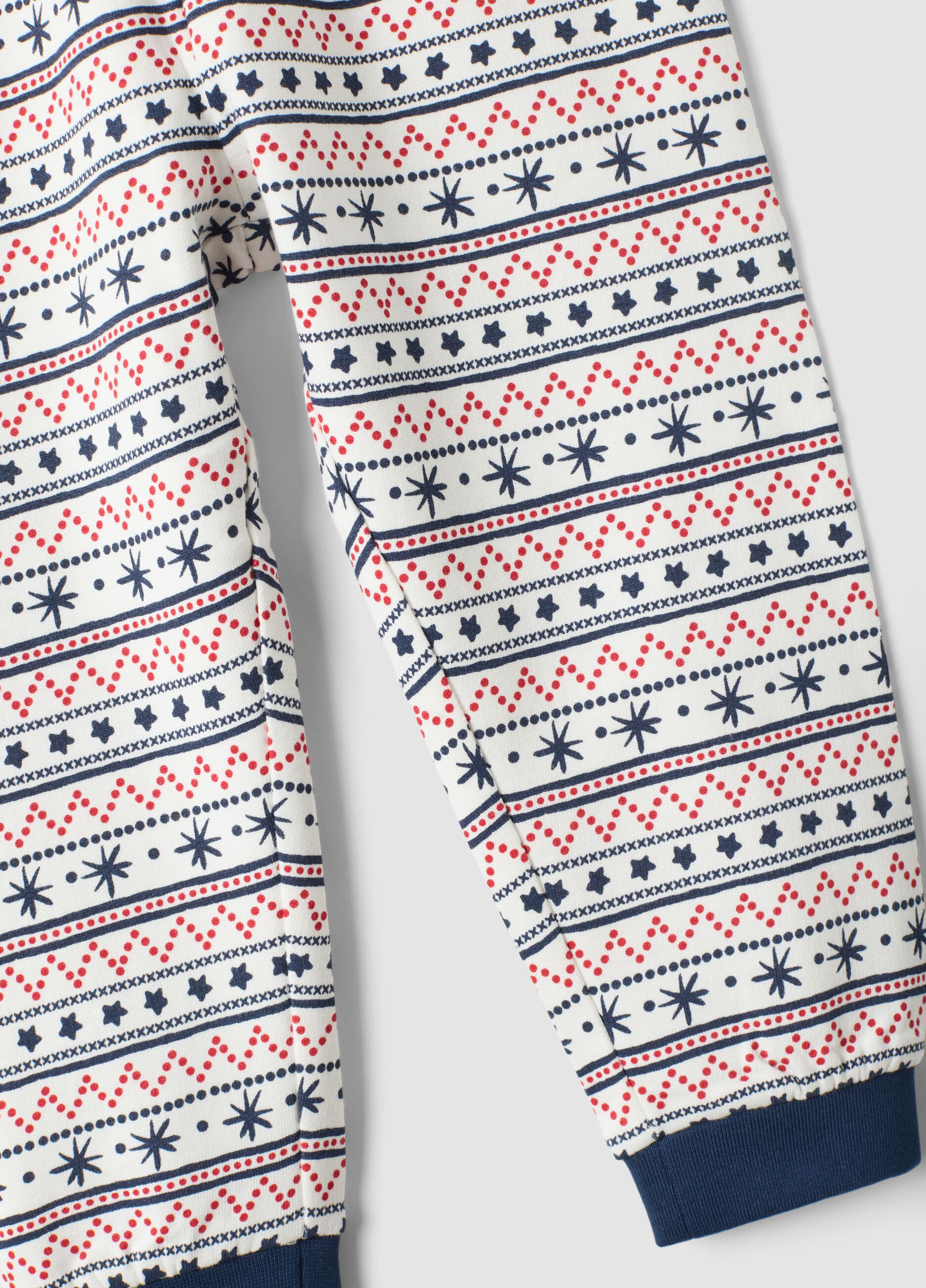 Navy blue pure cotton crew-neck pyjamas