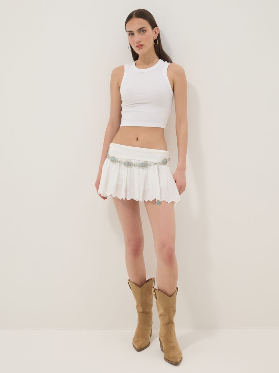 Weisses Cropped-Tanktop aus elastischer Baumwolle_2