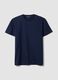 Blue mercerised pure cotton crew-neck T-shirt, regular fit_0