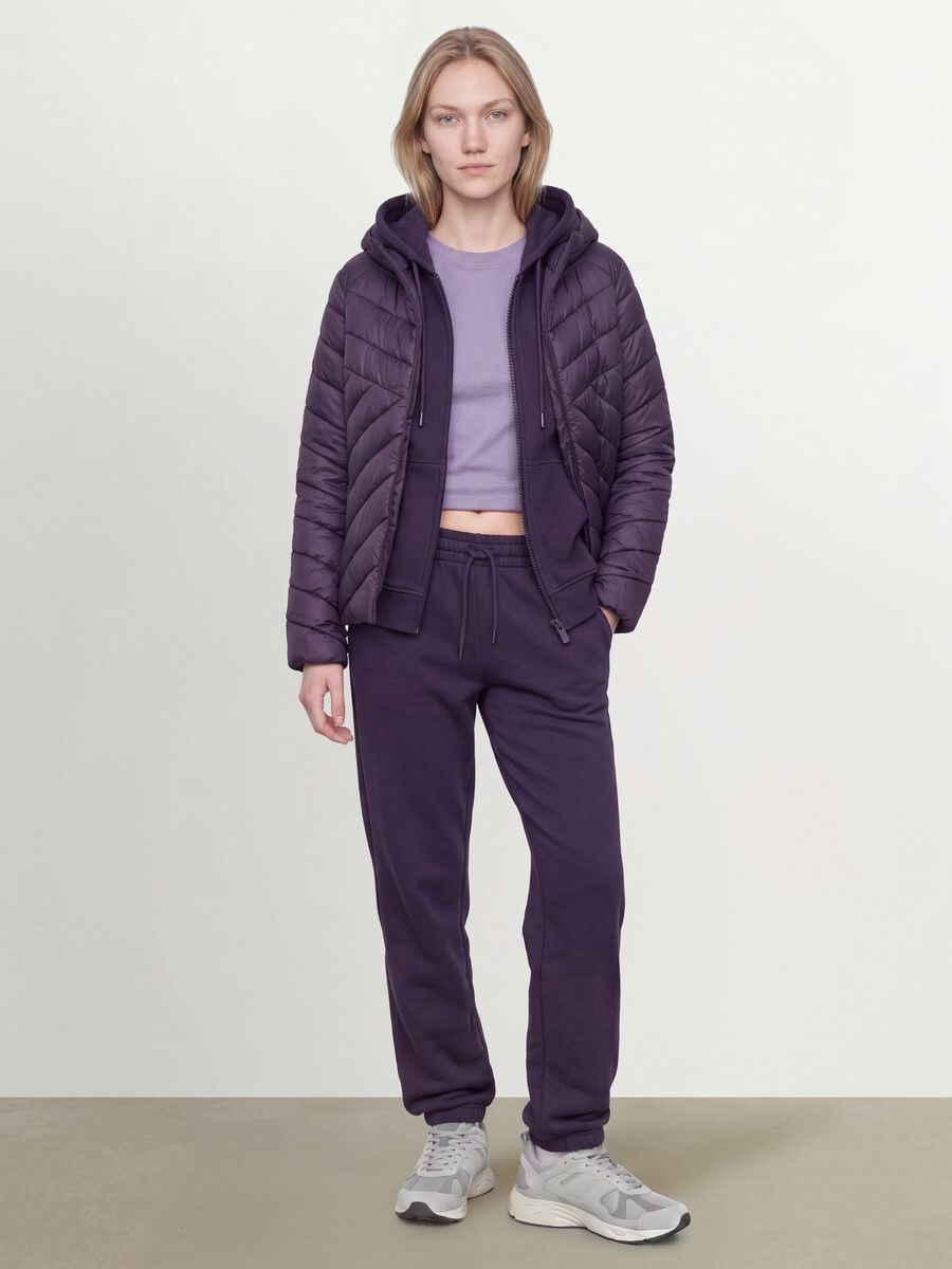 Purple Ultralight Quilted Jacket with Hood and Zip_1