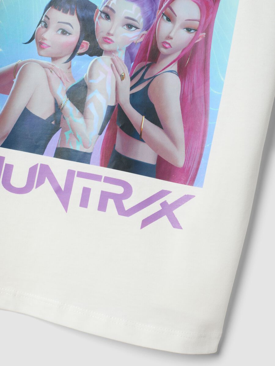 Wei&szlig;es T-Shirt aus reiner Baumwolle mit K-Pop Demon Hunters Print f&uuml;r M&auml;dchen_3