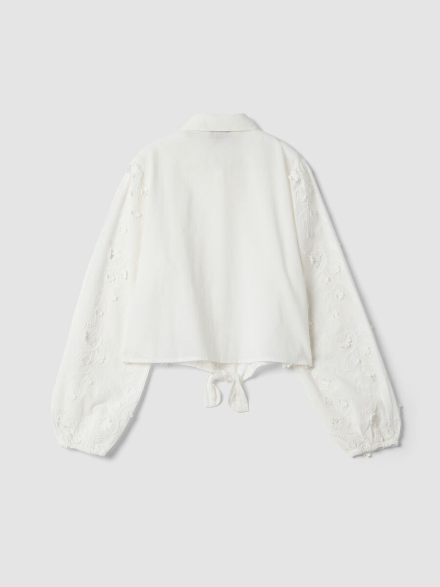 White pure cotton poplin shirt with floral embroidery_2