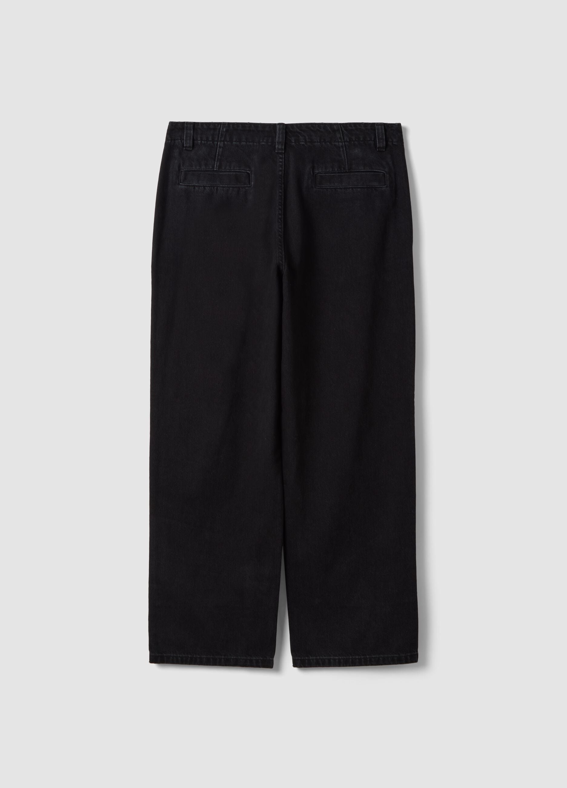 Black pure cotton carpenter denim jeans, relaxed fit