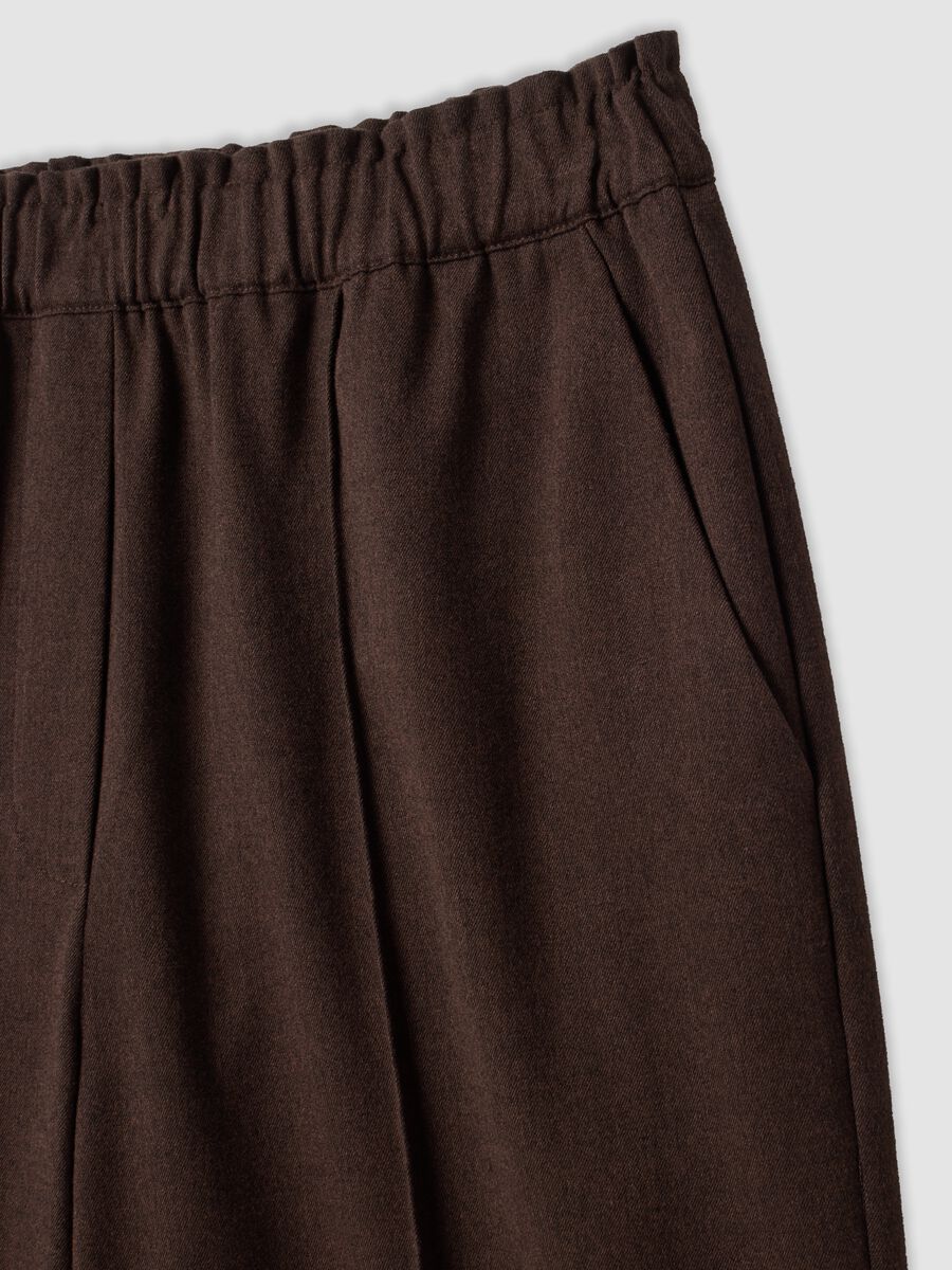 Jogger The Iconic Pants marroni wide leg in viscosa elasticizzata_5