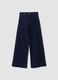 Dark blue wide-leg stretch cotton jeans_0