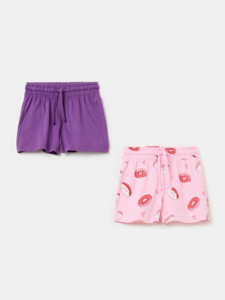 Two-pack cotton shorts with drawstring_0