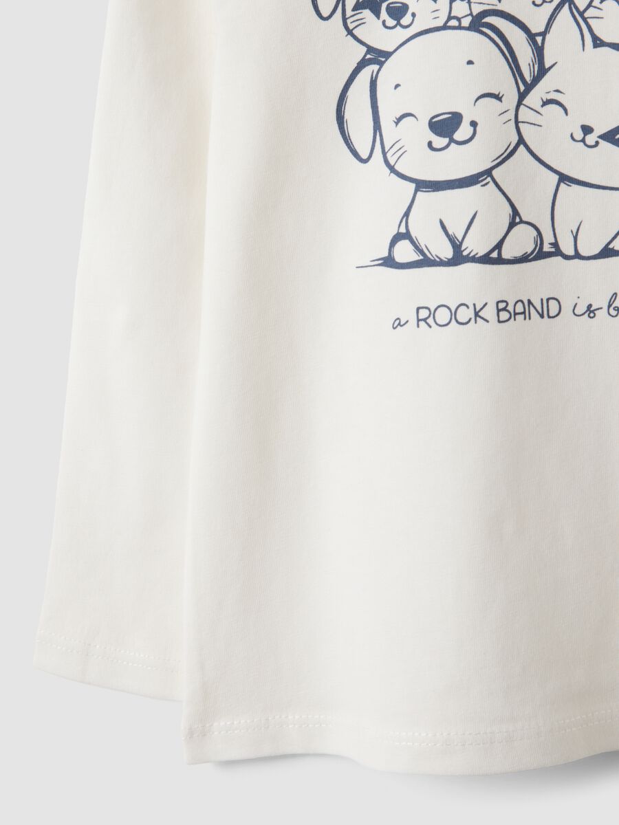 Maglietta bianca in puro cotone organico con stampa animaletti per bimba_3