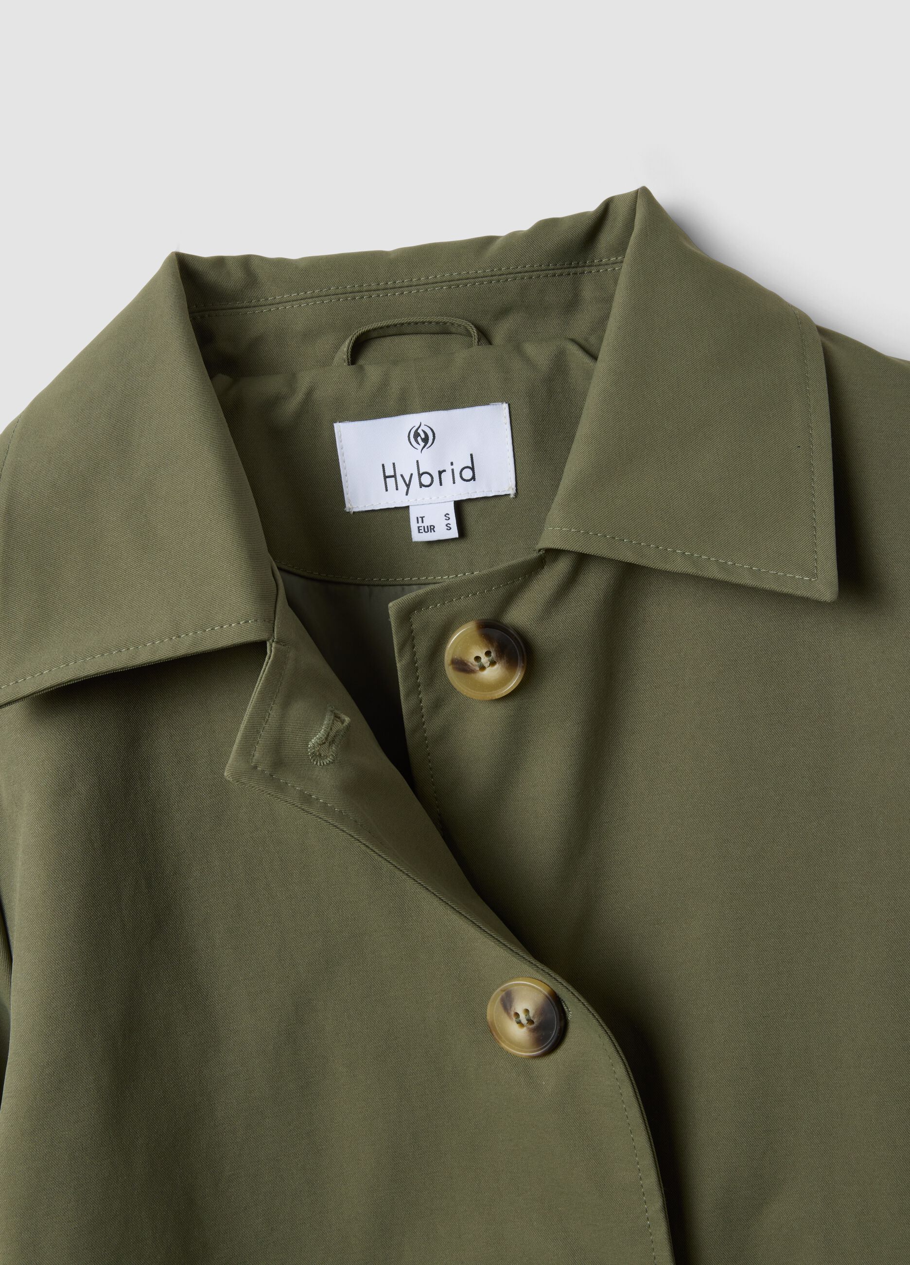 Green jacket with collar and buttons