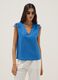 Blue pure cotton V-neck blouse_2