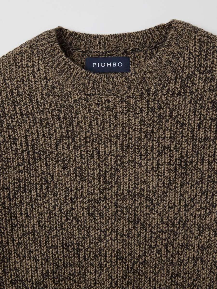 Brown round neck sweater regular fit_6
