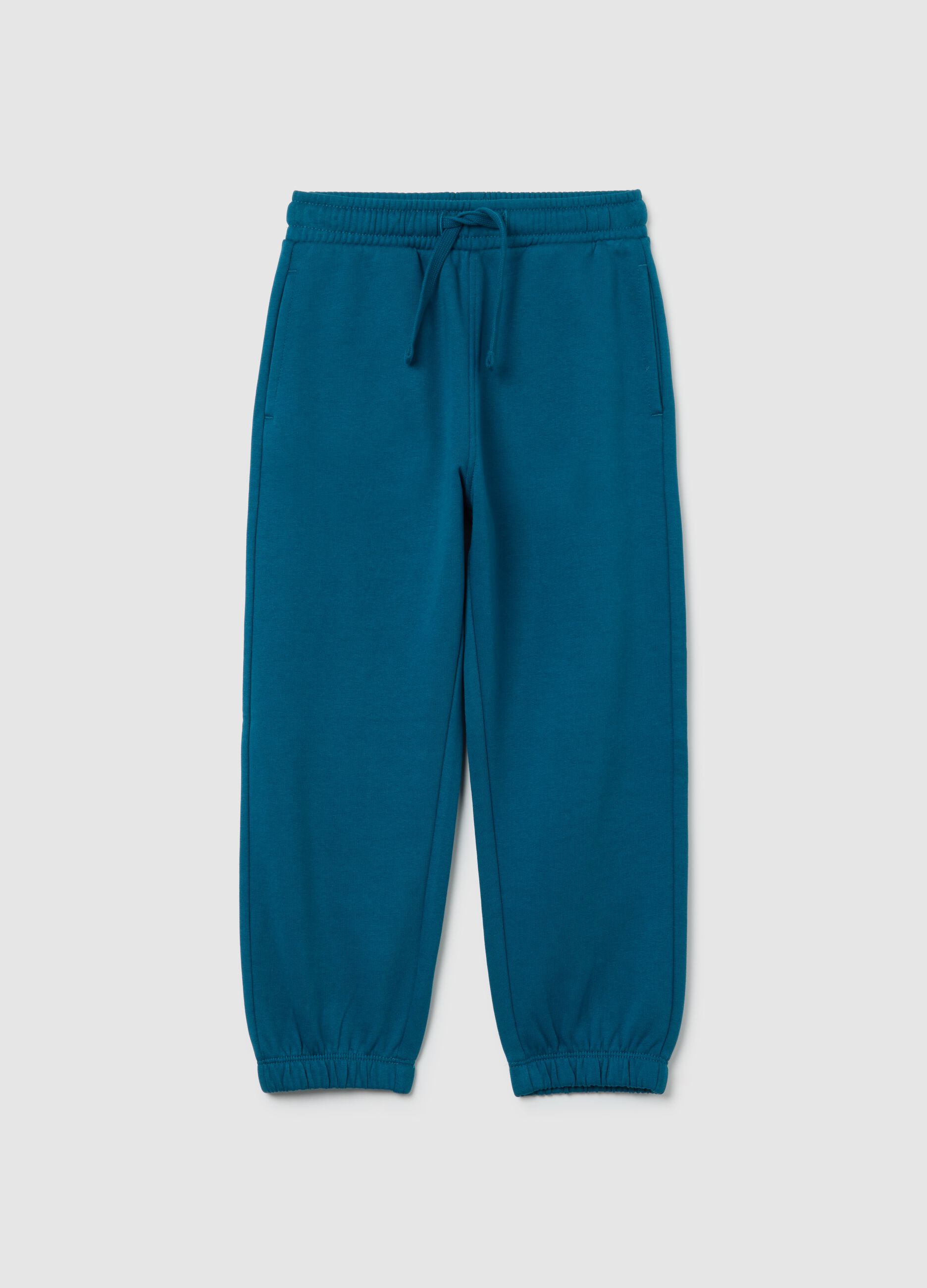 Children's blue regular fit cotton joggers