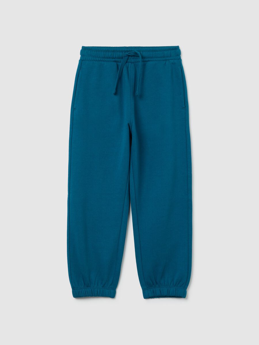 Children's blue regular fit cotton joggers_0