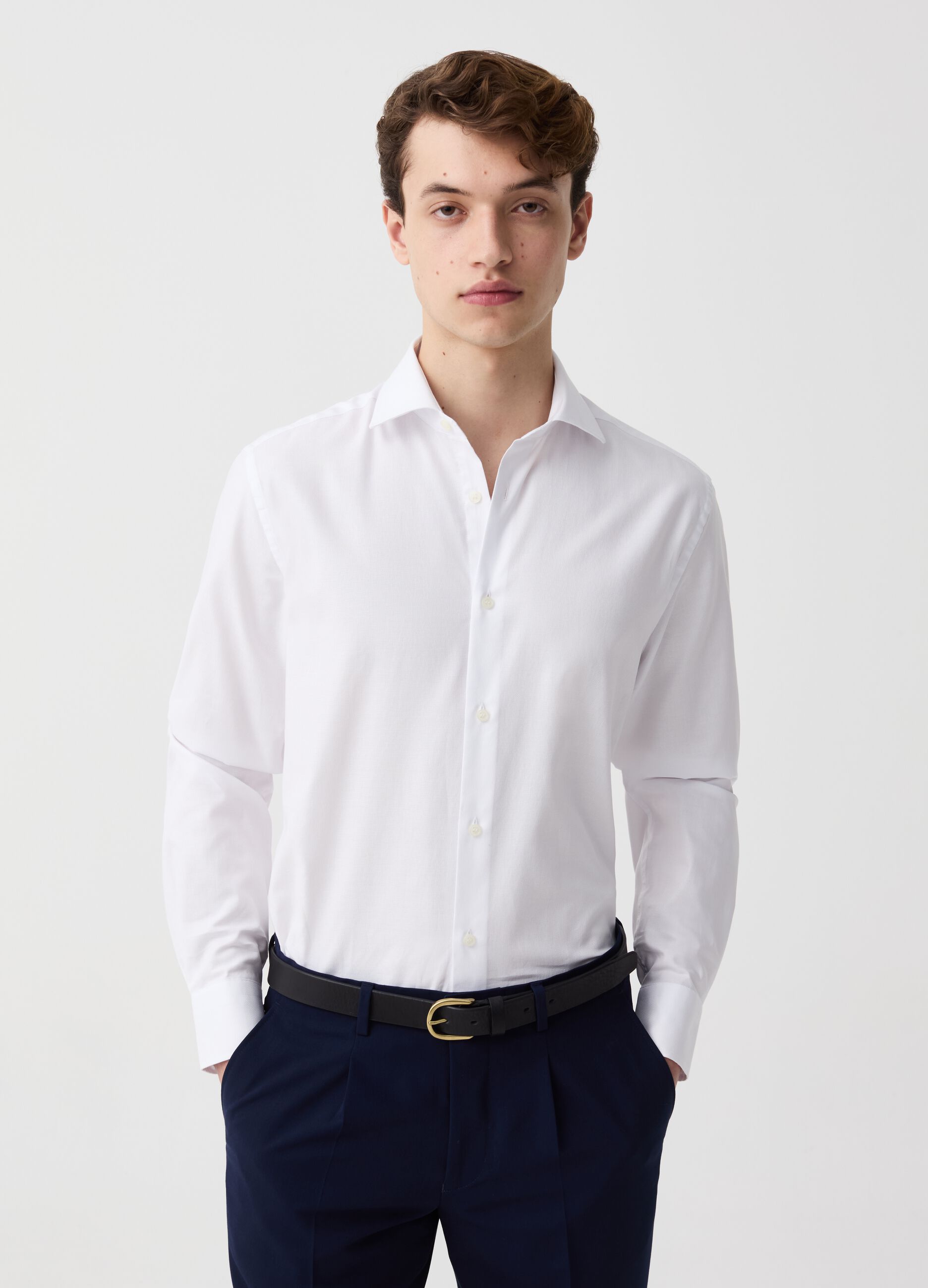 Solid colour regular-fit easy-iron shirt
