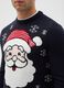 Blue regular fit Christmas jumper with Santa Claus embroidery_3