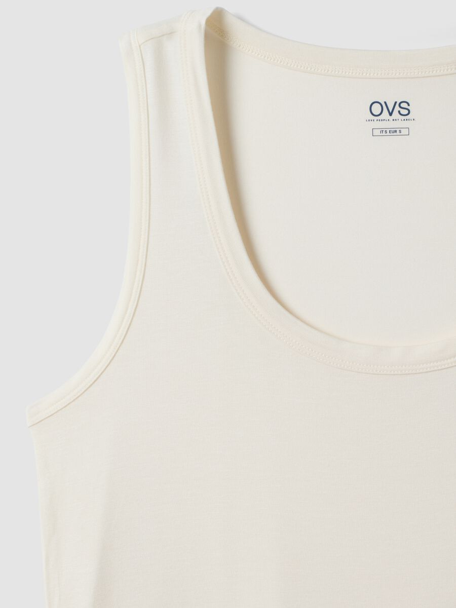 White stretch viscose tank top, regular fit_5