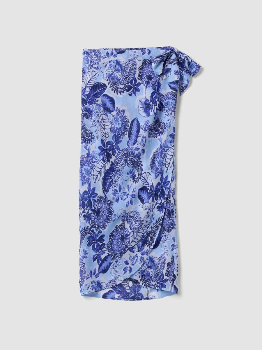Blue printed beach sarong_0