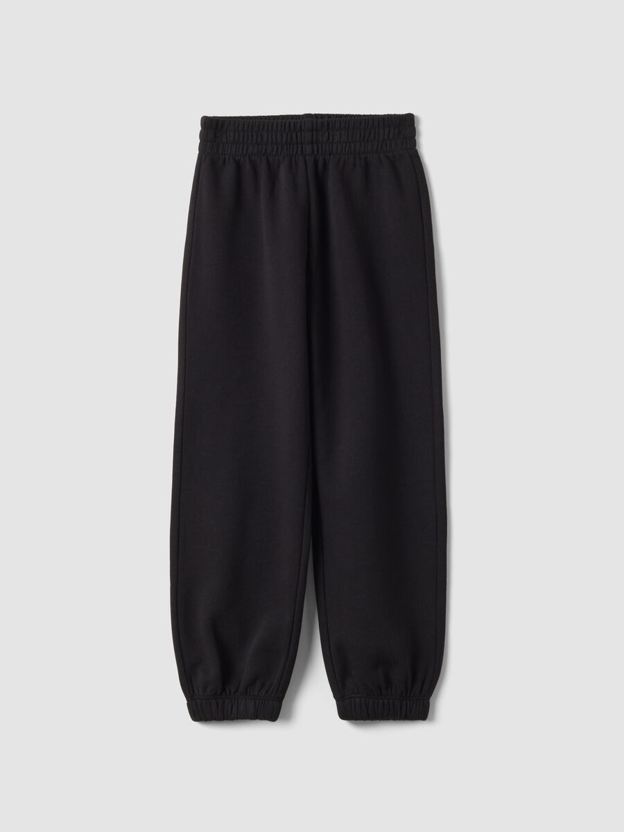Cal&ccedil;as jogger pretas em fleece 100% algod&atilde;o, corte regular_0