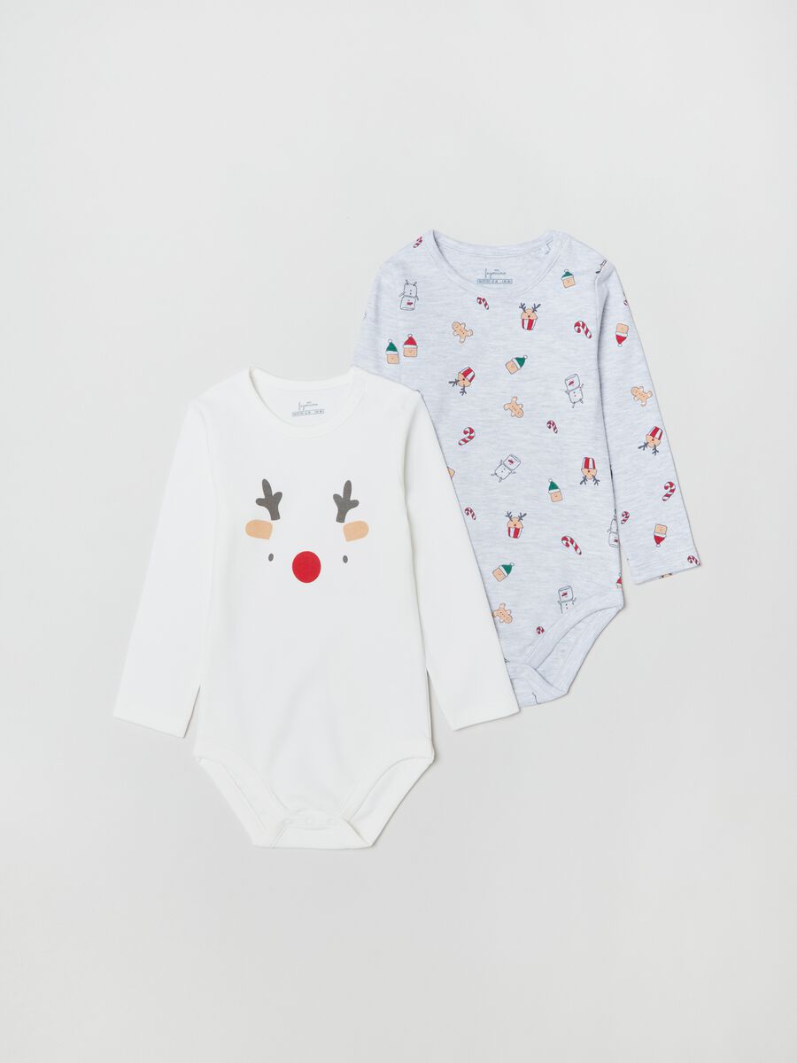 Two-pack long-sleeved onesies with Christmas print_0