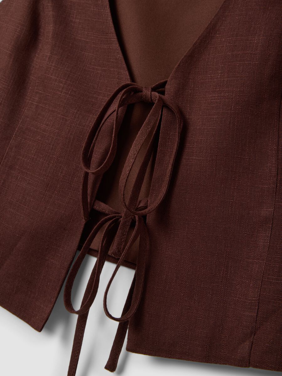 Brown viscose and linen-blend waistcoat, regular fit_5