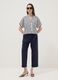 Blue viscose and linen blend straight-leg trousers with drawstring_0