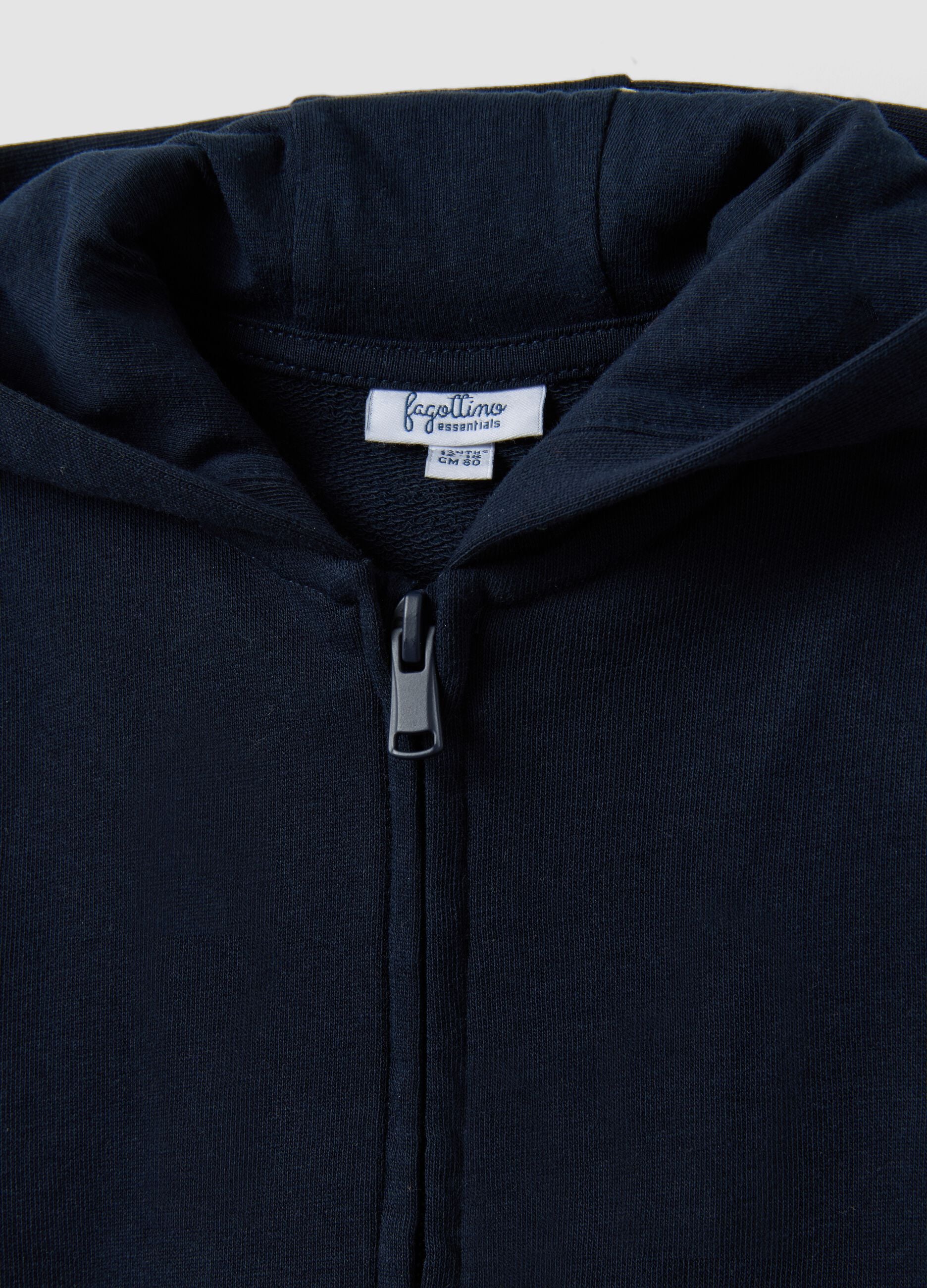 Sweatshirt azul com capuz em puro algod&atilde;o org&acirc;nico, corte regular para beb&eacute; menino