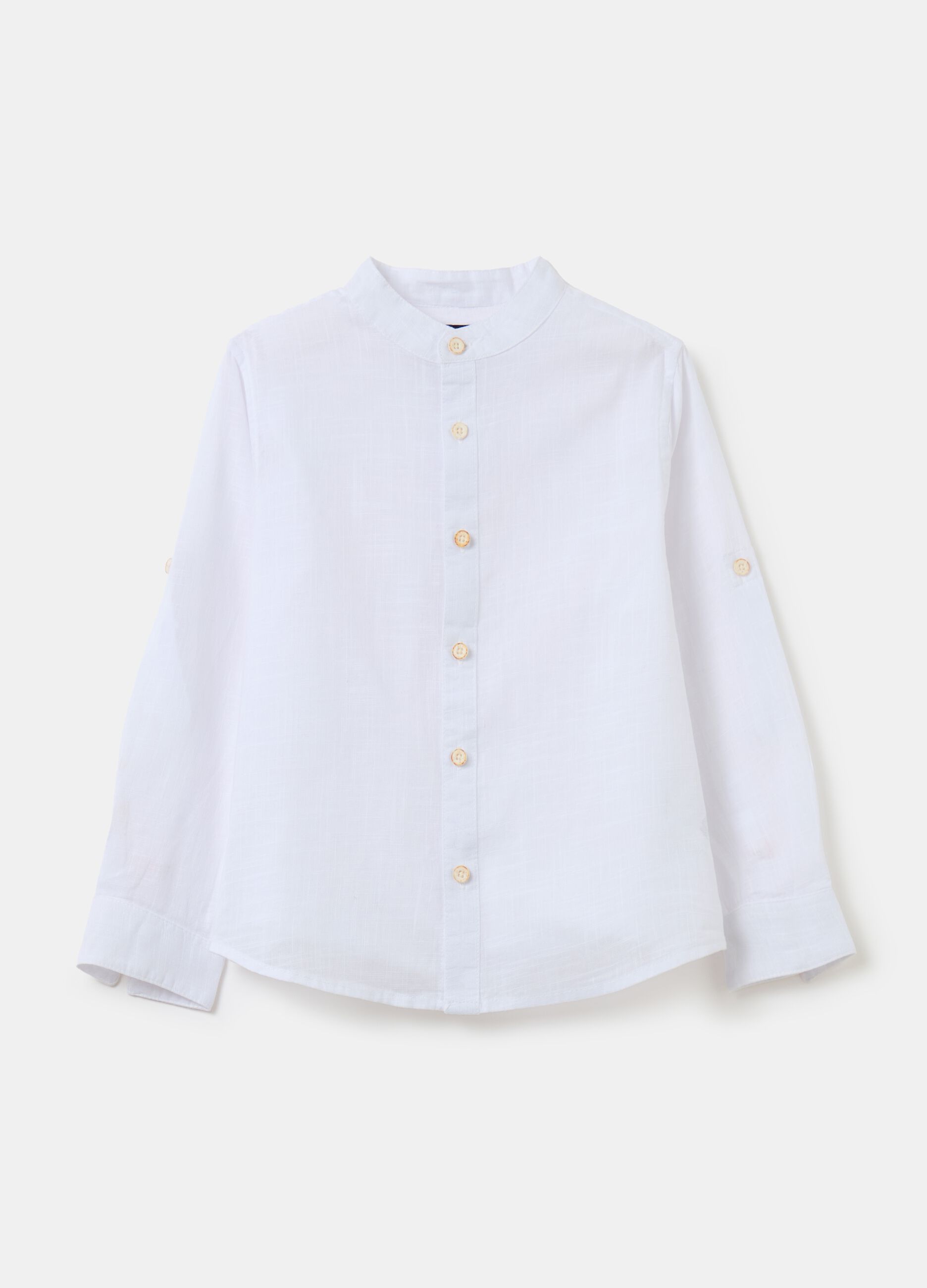 Cotton shirt with Mandarin collar
