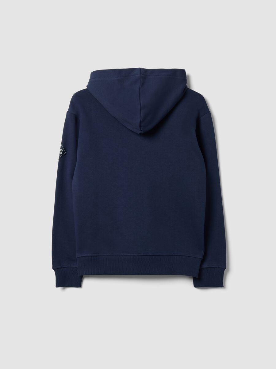 Sweat &agrave; capuche bleu 100 % coton avec col rond_2