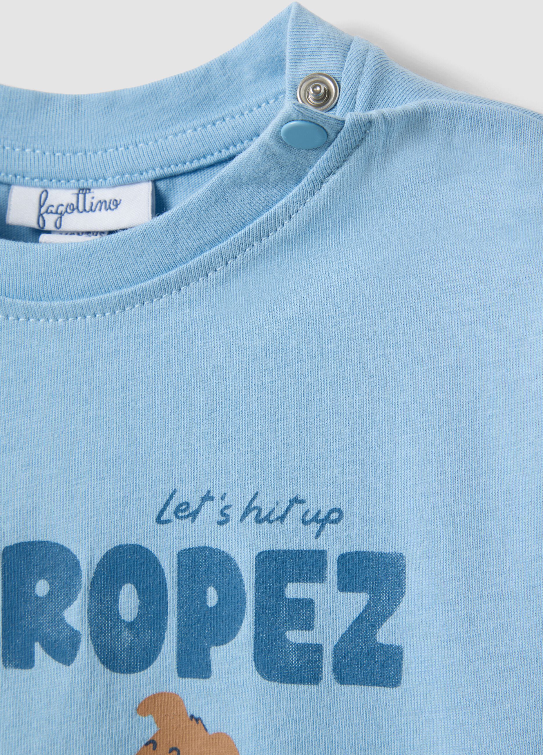 Hellblaues Jungen-T-Shirt aus reiner Baumwolle im Regular Fit mit Print