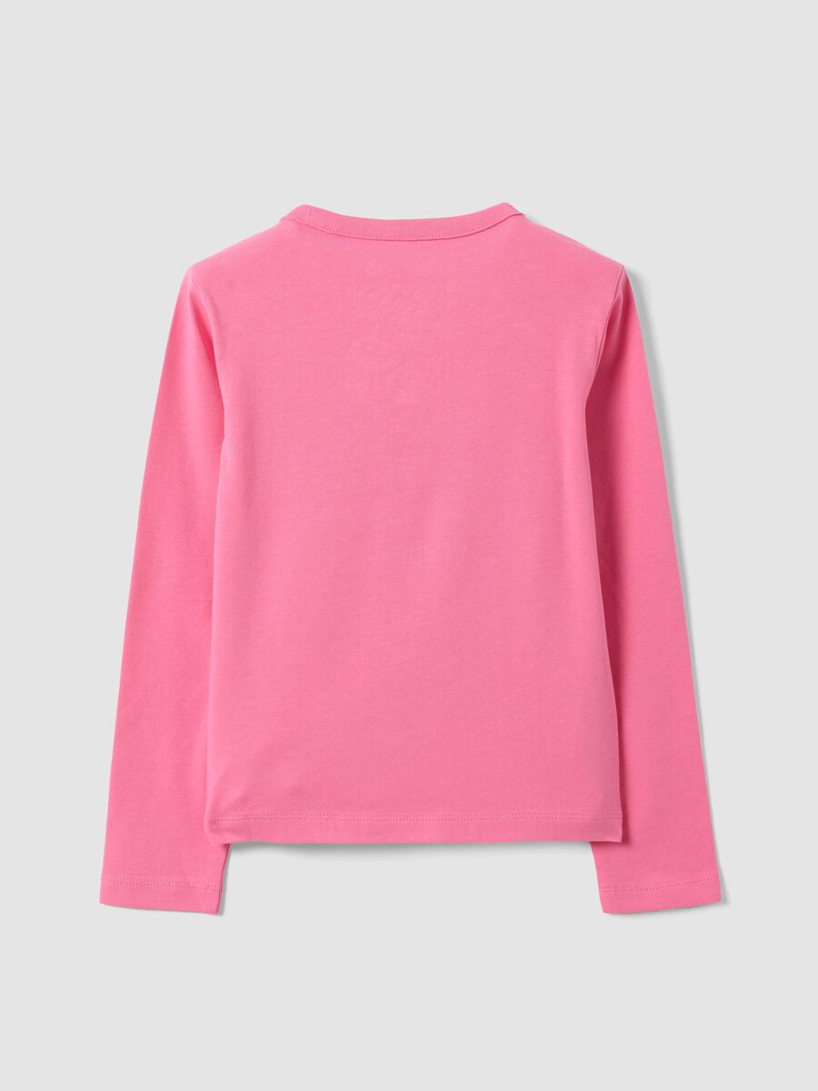 Girls&rsquo; pink stretch-cotton crew-neck printed T-shirt_1