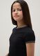 Black pure cotton slim-fit T-shirt with rhinestones for girls_2